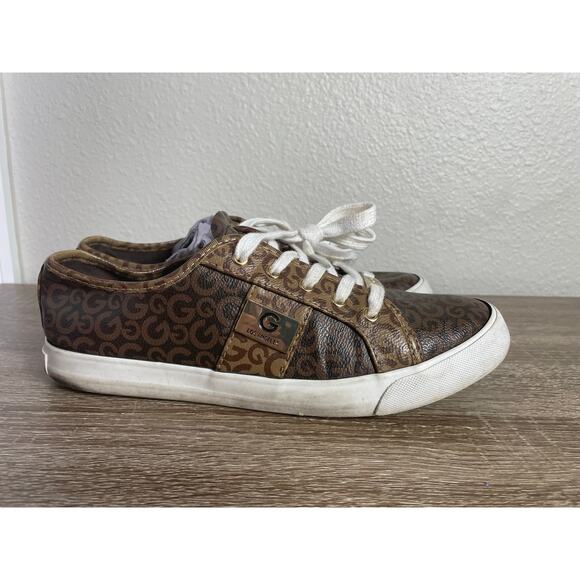 G by GUESS Brown Leopard Print Sneakers‎ Women’s 9.5M Monogram Casual Shoes - Picture 2 of 12